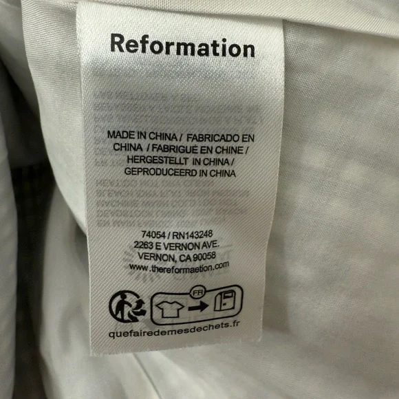 Reformation Amela Linen Top Remy Check
Gingham Black White - Picture 9 of 15